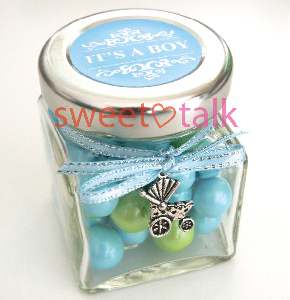 Personalised Chocolate Pearls Candy Jar - Baby Shower Favour - GIRL