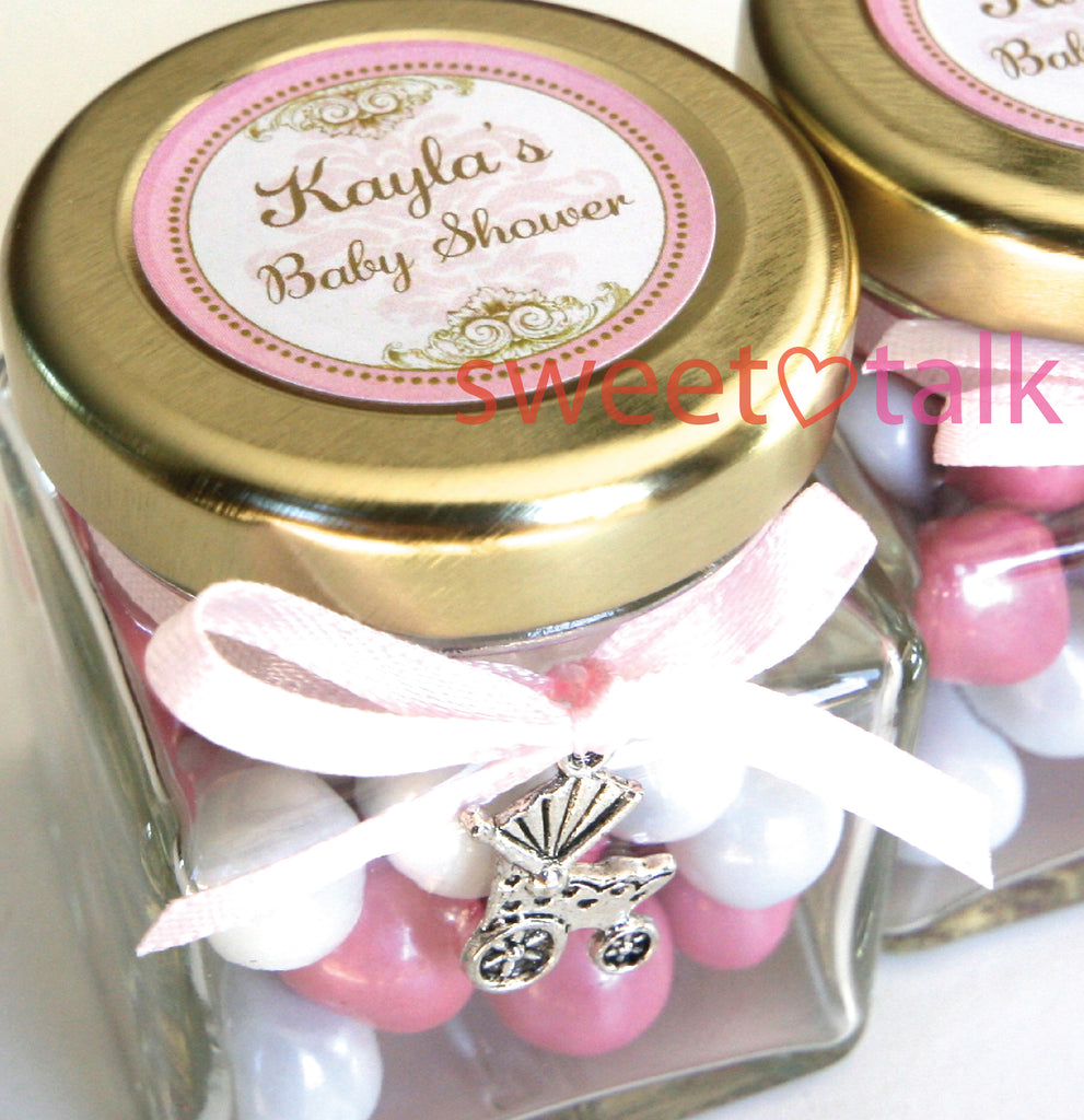 Personalised Chocolate Pearls Candy Jar Baby Shower Favour GIRL